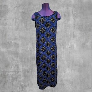 Vintage 90s R&K Original Petite Floral Sleeveless Tie Back Maxi Dress 12P Witchy
